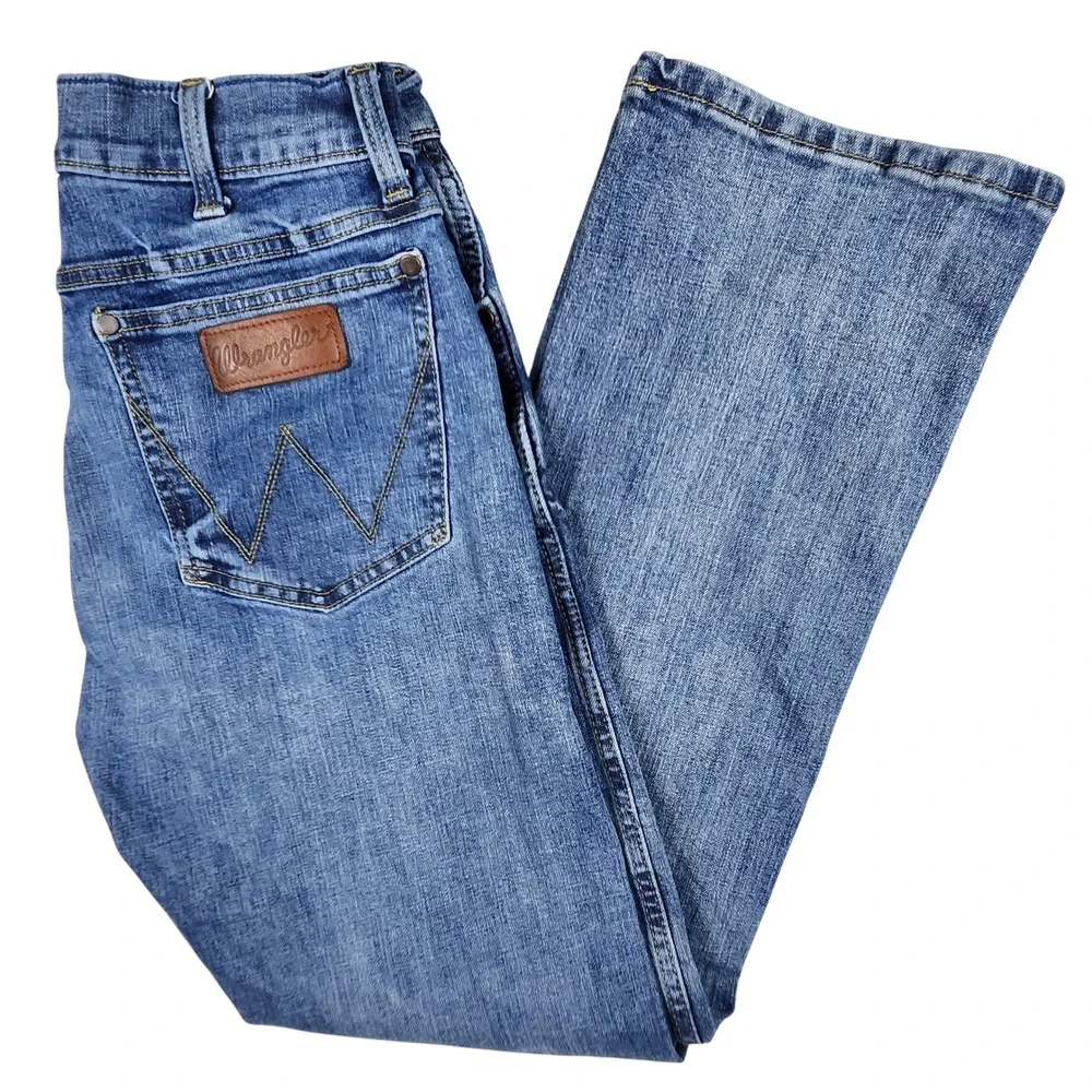 Wrangler Retro Slim Boot Jeans Mens 29x32 (fits 30x30) Blue Denim Western Cowboy